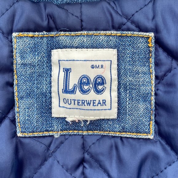 Lee Longline Faux Fur Denim Jean Jacket Cowgirl Western Fall Vintage 90s Faded-M - Picture 13 of 16